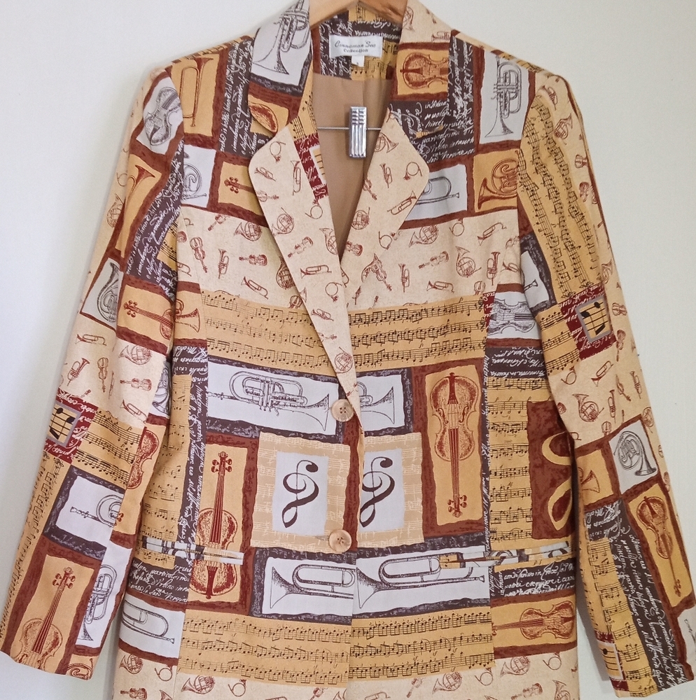 Vintage Cinnamon Sea Musical themed Blazer 100% cotton